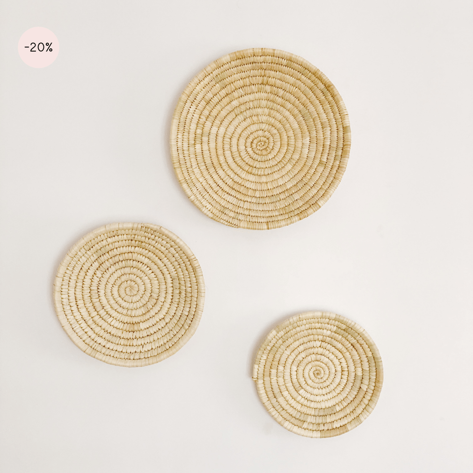 Decoración pared - platos de bambú decorativos