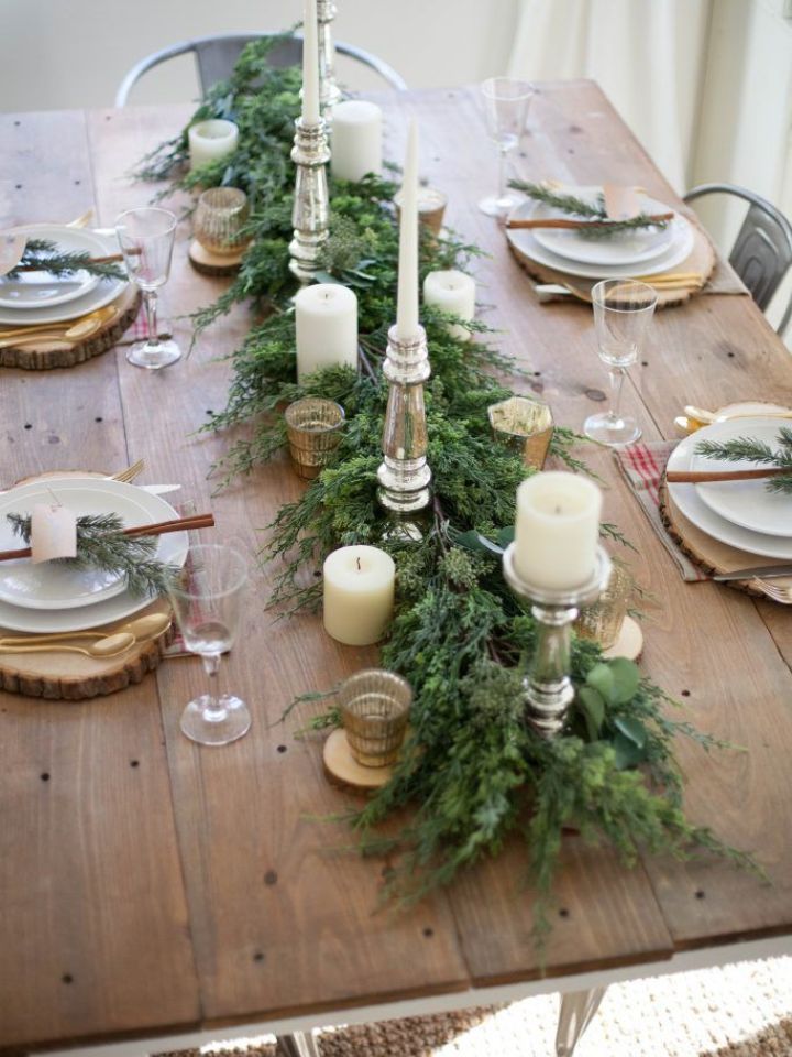 vegetación para decorar la mesa de Navidad 